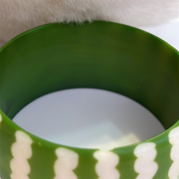 White & Green Wide Chunky Bangle Bracelet (Reminiscent of a Watermelon) - Picture 9 of 16